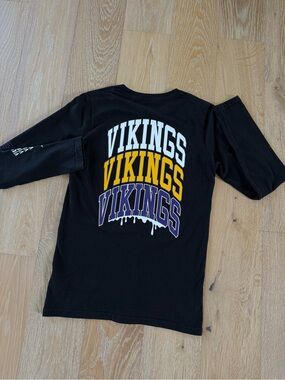NFL Minnesota Vikings Long-Sleeve Kids Tee with White, Gold & Purple Graphics